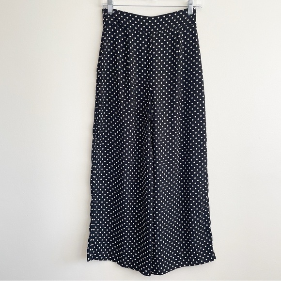 Zara polka dot wide leg pants high rise trousers crop artsy teacher fun small S - Picture 2 of 13